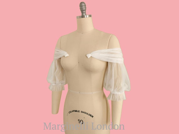 Detachable Wedding Dress Sleeves, Bridal tulle sleeves, Bridal straps, Plain tulle Dress Sleeves, Bridal ivory sleeves, Made to order