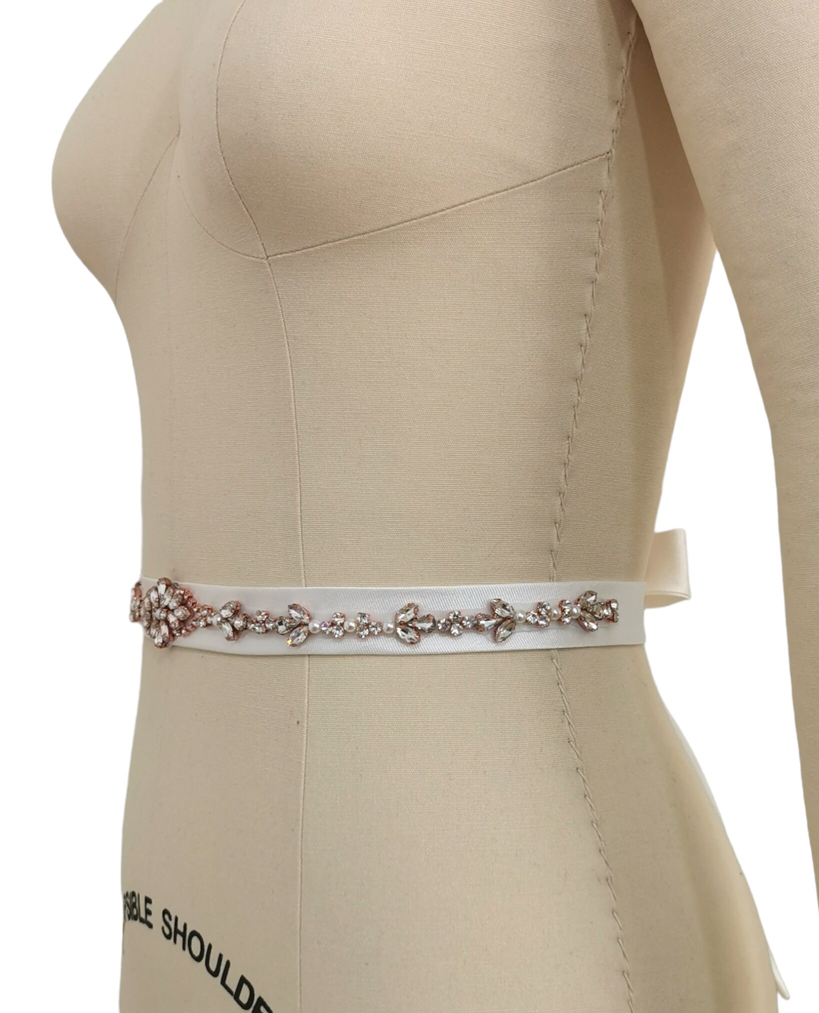 Wedding Dress Belt, Prom Dress Belt, Crystal and Pearls  display picture 2
