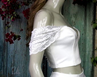 White Lace Detachable Sleeves for Wedding Dress, off the shoulder bridal sleeves, Bridal Sleeves, Detachable Wedding dress straps, bridal