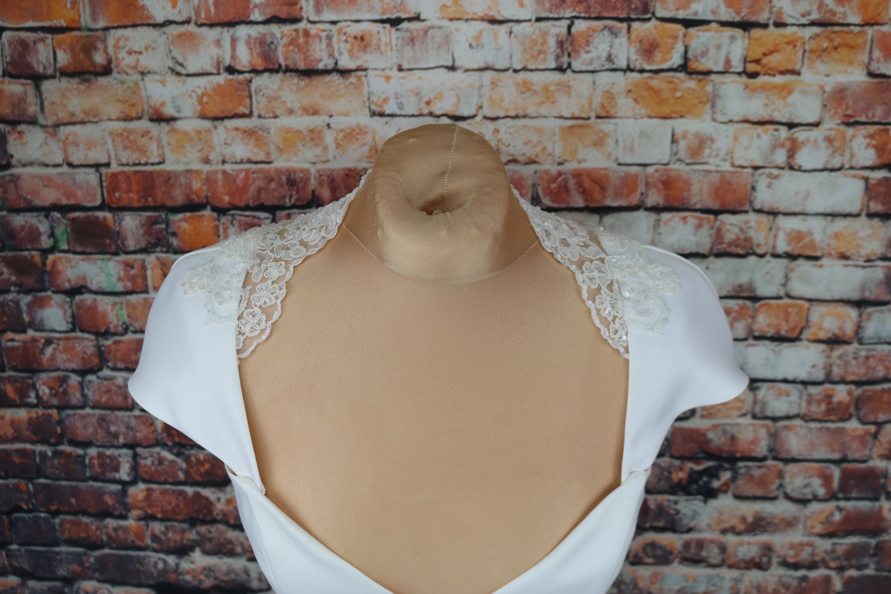 crystal-beaded cocktail dress Davinci Bridal 50762 Long Beaded Sequin Mermaid Bridal Gown Overskirt off Shoulder Cap sleeve 14 / Ivory