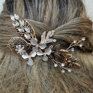 Vintage Gold Crystal Hair Comb, Bridal Hair Comb, Antique Bridal Hair Comb, Headpiece, Wedding Hair Comb, Bridal Hair Piece, Metal Hair Comb image 4