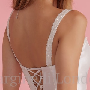 DETACHABLE Lace Wedding Dress STRAPS - Made from Beaded Lace in Ivory colour sewed by hand on ivory satin - Made to order