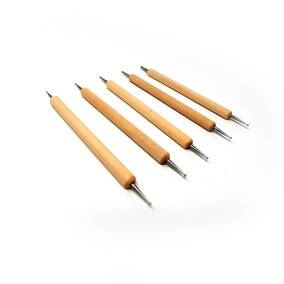 Stylus 4 Piece Set Pottery Tools Wood Handle Pottery Set Wax Carving Sculpt  Smoothing Polymer Shapers Clay Ceramic Tools 