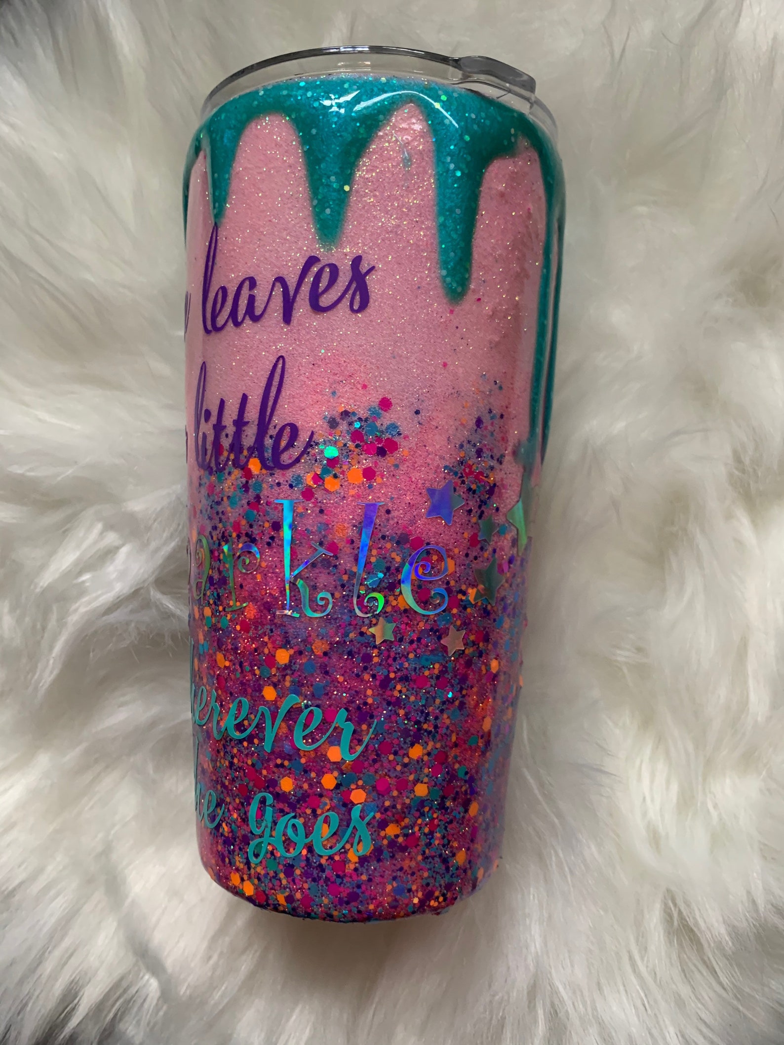 Full glitter resin tumbler with drips Etsy