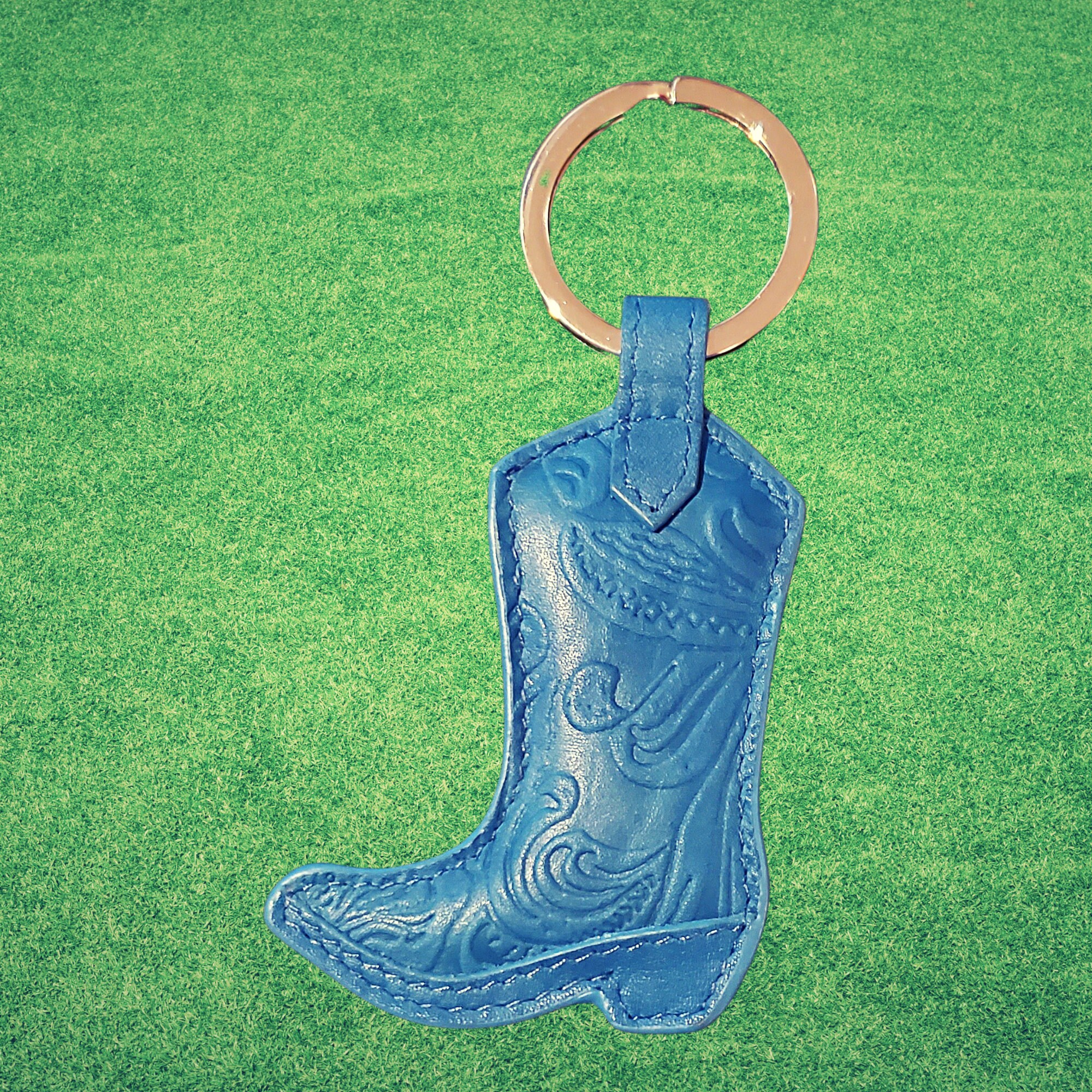 Leather Keychain Cowboy Boot Keychain Cowboy Boot Key Ring Etsy