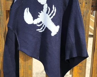 Lobster Sweater, Nautical, Size Inclusive, Navy and Red Sweater - Etsy