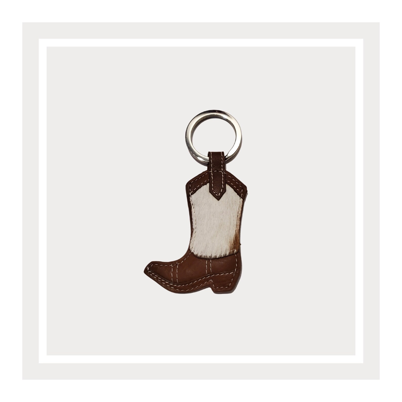 Leather Keychain Cowboy Boot Keychain Leather Boot Key Fab Etsy