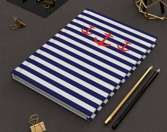 Navy Stripe Journal With Anchors