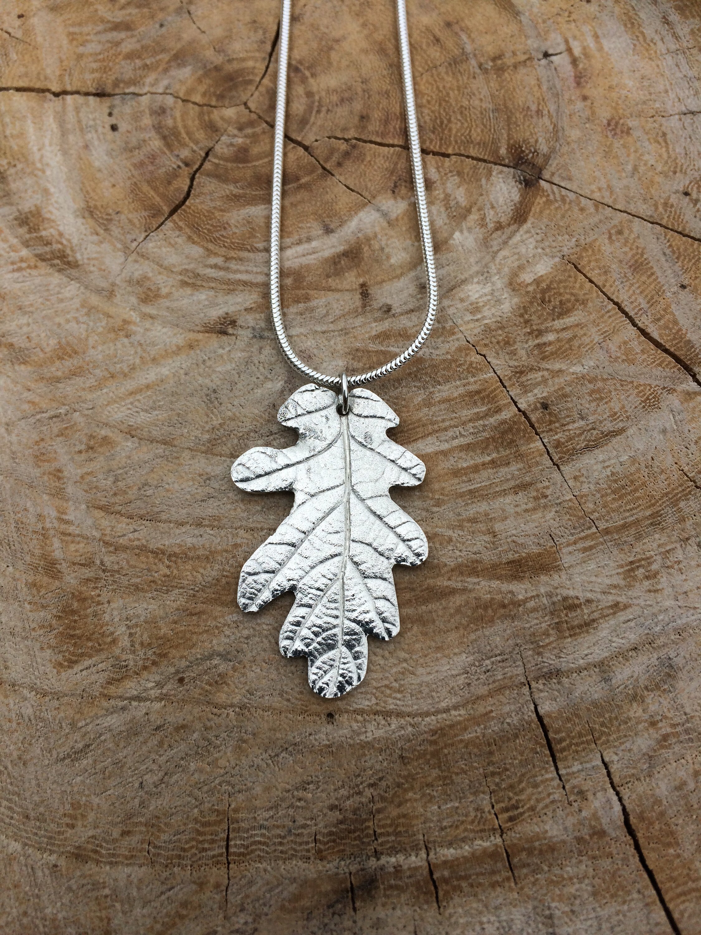 Oak Leaf, Pendant, Necklace, Sterling Silver. Etsy UK