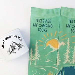 Queen Of The Camper Socks, Love The Outdoors, Camping Life,  Nature, Camping King Socks, Happy Camper Socks, Gift For Her, Christmas Gift