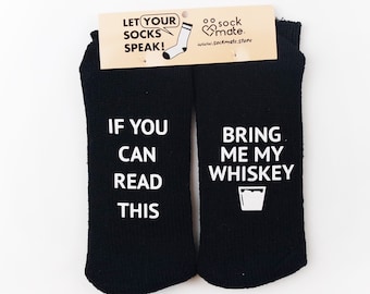 Personalized Socks, Bring Me Whisky Custom Socks, If You Can Read This Socks, Scotch Whisky Gift, Dad Christmas Gift, Gifts for Grandfather
