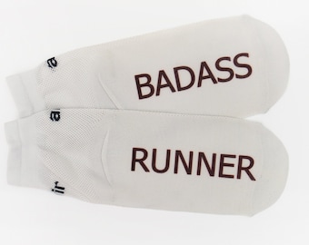 Badass Runner Socks, Runner Gift, Girls Track Team Gift, Running Group Gift, Sport Socks, Motivation Work out Sock, Running Gift For Her