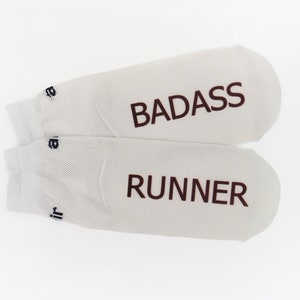 Badass Runner Socks, Runner Gift, Girls Track Team Gift, Running Group Gift, Sport Socks, Motivation Work out Sock, Running Gift For Her
