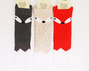 Fox Knee High Socks, 3d Kid's Sock, Animal Over Knee Sock, Fall Socks, Orange Color Foxes Sock Gift for Girls, Kids Autumn Clothing