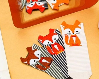 Kid's 3d Fox Crew Socks, 3d Animal Sock, Fall Socks, Orange Color Foxes Sock Gift for Girls, Boys Ages 1-3, 3-5, 5-7, 7-9, 9-11 years old