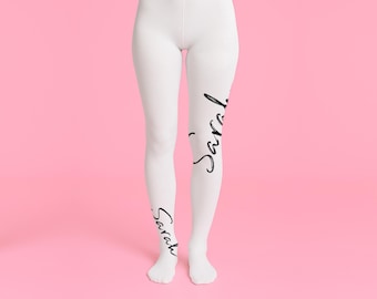 Tights With Your Name On Them, Custom Phrase Socks, Personalized Gifts Socks with Name or Text, Custom Text Gift, X Small to Plus Size Tight