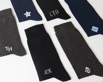 Initial Embroidered Logo Sock, Personalized Monogrammed Men's Dress Socks, Custom Letter Gifts, Personable Groom, Best Men Socks for Wedding