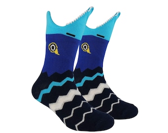 Kid's Socks, 3d Shark Print Crew Socks, Animal Print, Blue Color, Birthday Gift for Boys, First Birthday Gift, Birthday Gift For Toddler