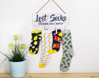 Lost Socks Laundry Room Sign, Laundry Room Decor, Housewarming Gift, Lost Socks Board, Wooden Sign, Laundry Humor, Lost Sock Hanger