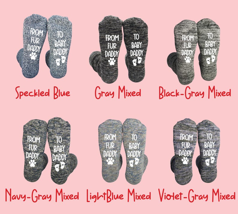 Funny dad-to-be socks with paw prints and baby feet, ideal for pet owners becoming new dads