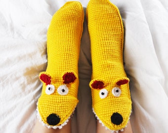 Women's 3D hand Knitted Baby Bear Socks, Cute Animal Home Socks, Gift Socks, Animal Socks, US Size 9-10.5, Knit chunky Slippers, Cozy Socks,