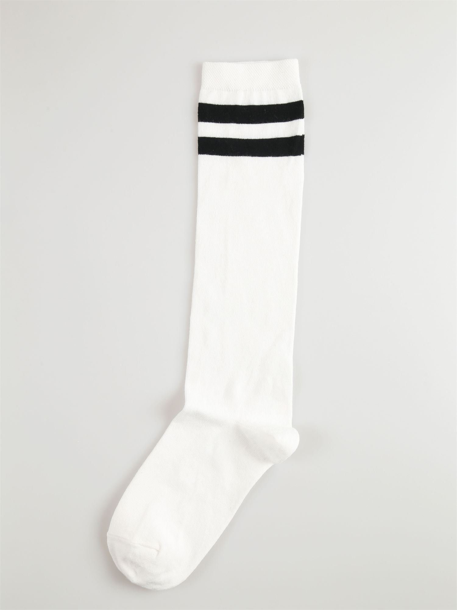 knee high socks with white stripes