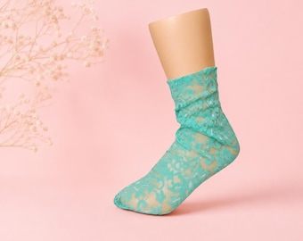 Blue Sheer Socks, Blue Tulle Socks, Transparent Hosiery, Dress Socks For Heels, Mesh Socks, Bridal Gift, Bridesmaid Proposal Gift Items