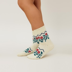 Women&#39;s Hand Knitted Socks, Comfy Home Slippers, Gift for Her,  Pink-Blue-Beige Color, US Size 6-10, Cozy,  Chunky Slippers, Birthday gifts