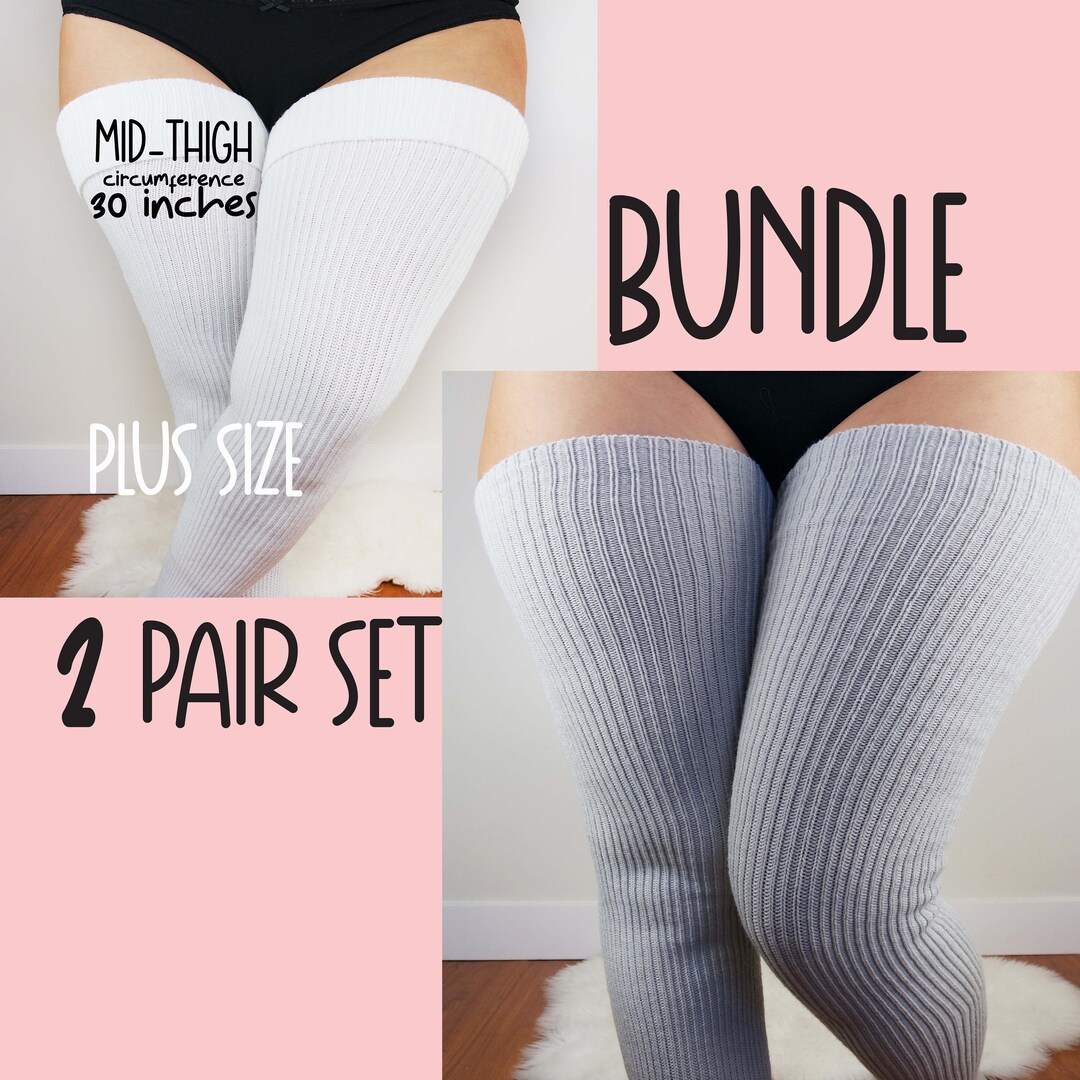 BUNDLE PLUS SIZE Thigh High Socks, Plus Size Knee High Socks, Plus Size