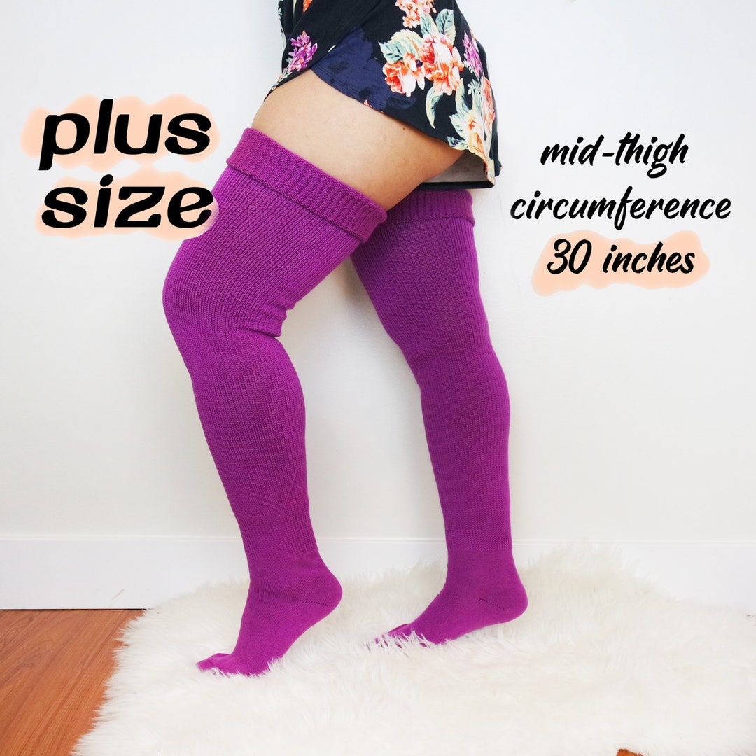 PLUS SIZE Thigh High Socks Plus Size Purple Knee High Socks Etsy