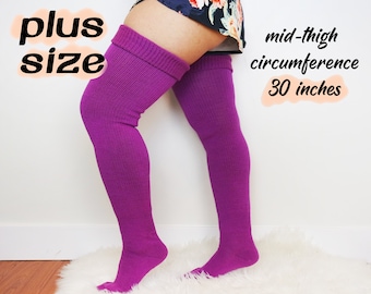 PLUS SIZE Thigh High Socks, Plus Size White Knee High Socks, Plus Size Leg  Warmer, Women's Extra Long Over the Knee Stocking, Sweater Socks 