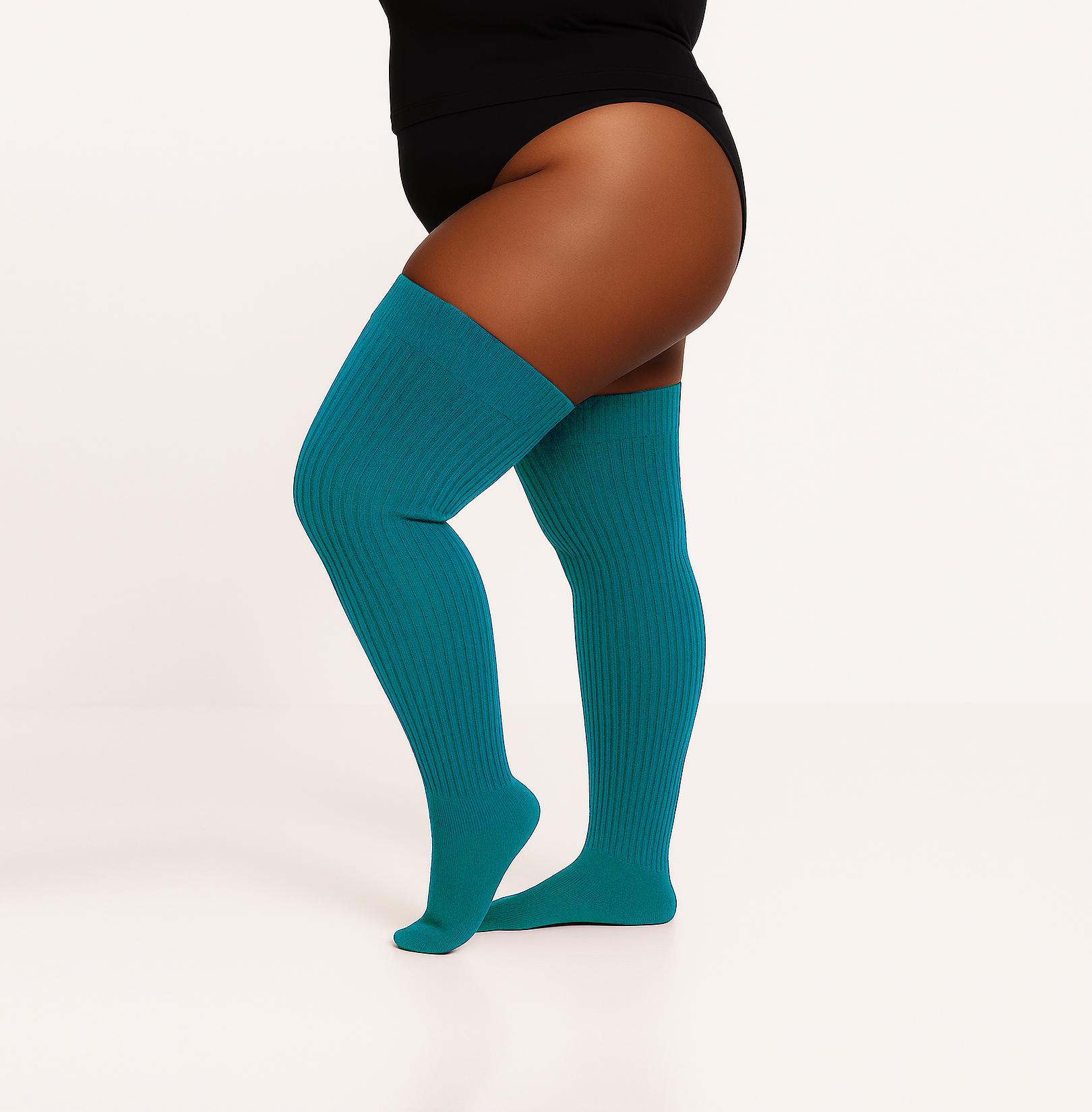 Thick Thighs Over The Knee Tights Plus Size Black Thigh High