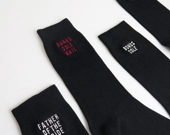 Embroidered Groomsman Dress Sock, Personalized Monogrammed Socks, Custom Name Gifts, Personable Groom, Best Men, Father Of the Bride