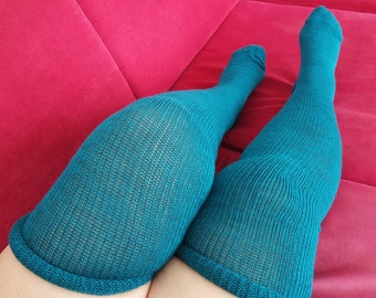 PLUS SIZE Thigh High Socks, Women's Extra Long Over The Knee Stocking, Plus Size Teal Knee High Leg Warming, Long Socks, Winter Sweater Sock