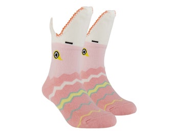 Kid's Shark Crew Socks, Animal Hosiery, Pink Color Fish Sock Gift for Girls, Ages 1-3, 3-5, 5-7, 7-9, 9-11 year old, Animal Sock For Girls