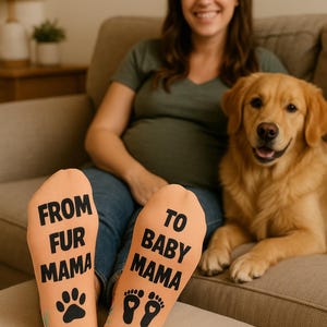 Pregnant Mom Gift, From Fur Mama to Baby Mama, Future Mom, Pregnancy Gift, New Mom Gift Socks, Mom Socks, Expecting Mom, Baby Shower Gift