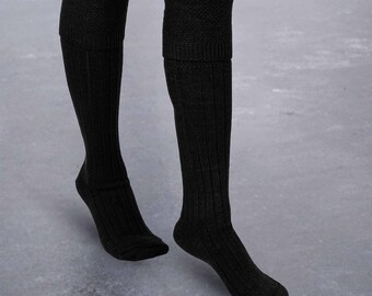 2 Paia Di Calze Alte Da Donna Sopra Il Ginocchio - Morbide E Elastiche, Perfette Per L'Uso Quotidiano, Sport E Feste (Nero E Grigio Scuro, Taglia 52)