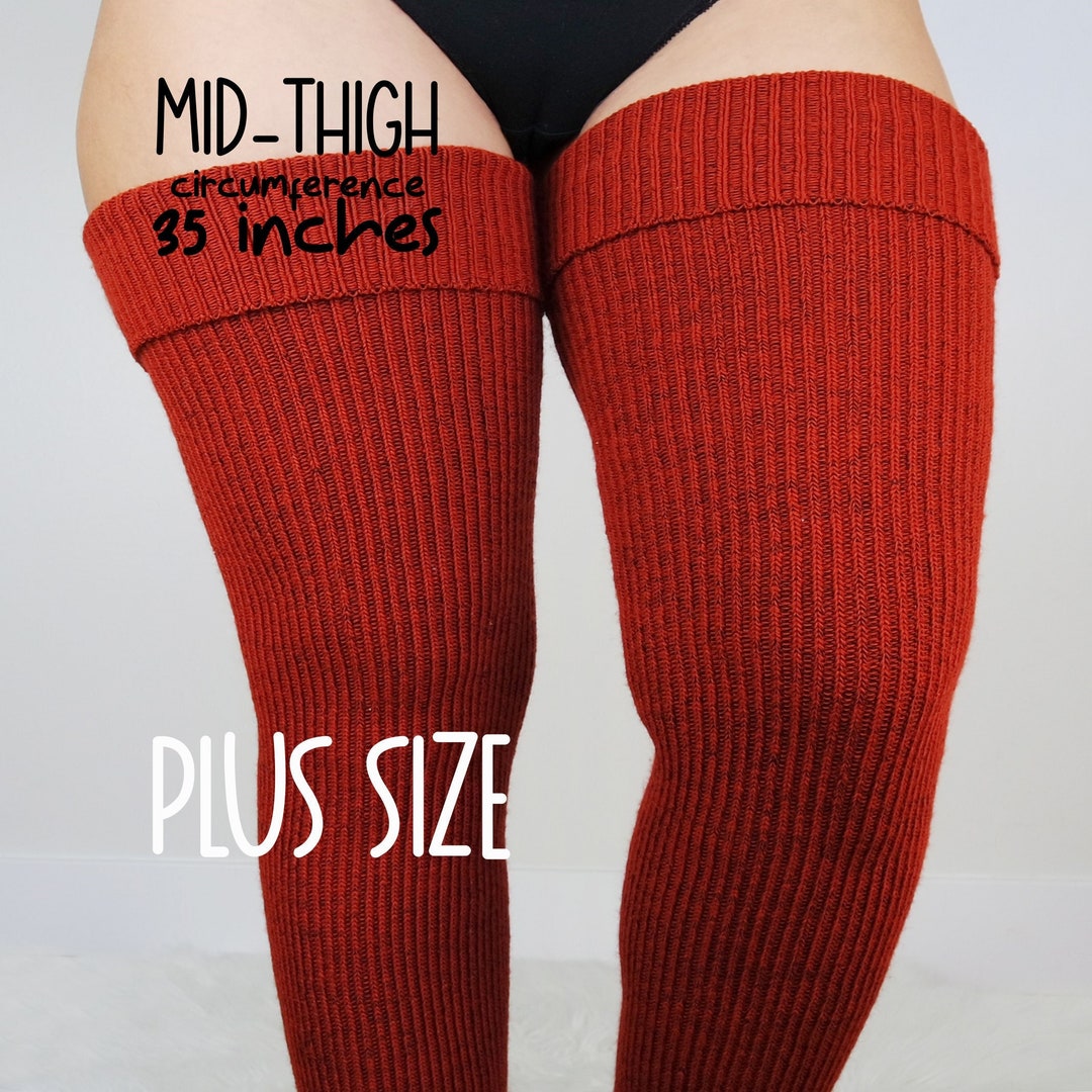 RIBBED PLUS SIZE Thigh High Socks, Women's Chunky Extra Long Over the Knee  Stocking, Autumn, Brick Color, Fall Season Sweater Leg Warmers 