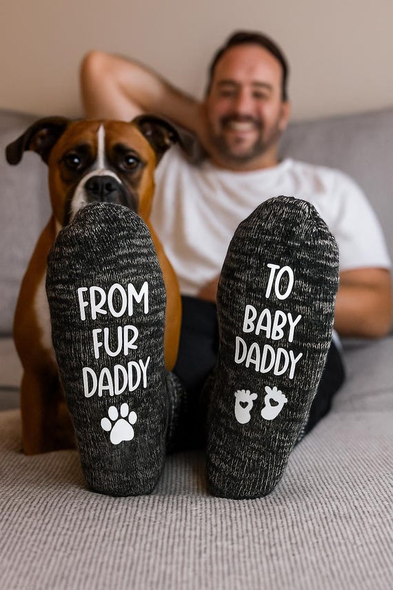 From Fur Daddy To Baby Daddy Gifts, New Baby Dad Socks, Soon To Be Parents Gift, Pregnancy Announcements, Future Dads Gifts, First time Dad