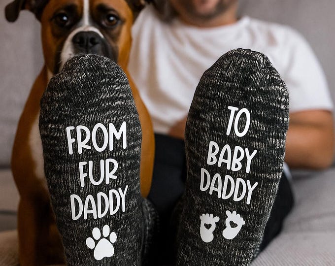 From Fur Daddy To Baby Daddy Gifts, New Baby Dad Socks, Soon To Be Parents Gift, Pregnancy Announcements, Future Dads Gifts, First time Dad