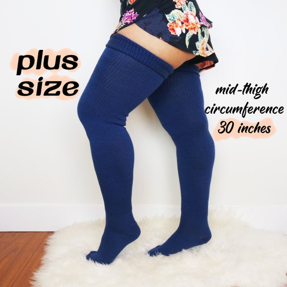 Royal Blue Sheer Thigh High Stockings Women's Plus Size Lingerie