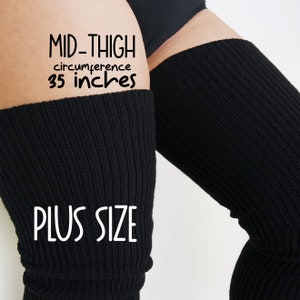 PLUS SIZE Thigh High Socks, Women's Extra Long Over The Knee Stocking, Plus Size Ribbed Black Knee High, Leg Warmers, Winter Sweater Socks