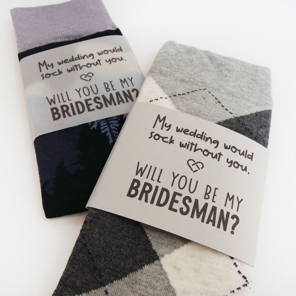 Bridesman Socks, Bridesman Gifts, Gift For Bridesman, Groomswoman Gift, Bridal Party Gift, Will You Be My Bridesman, Proposal Box Items