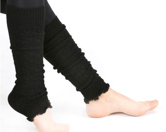 Chauffe-jambes, chauffe-jambes en laine, chaussettes de bottes aérobiques chauffe-jambes pour femmes, poignets de bottes chunky tricotés, chaussettes chaudes noires, chauffe-jambes hautes aux genoux