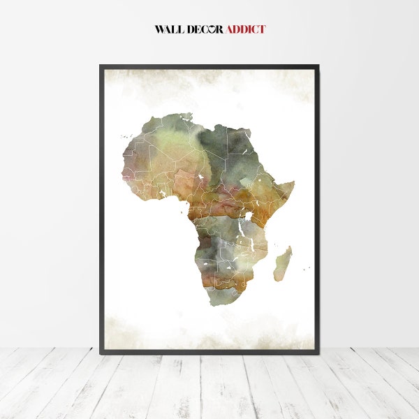 Africa map, Africa map art, Africa map print, Africa map poster, Wall art,  Home decor,  Travel gifts, WallDecorAddict
