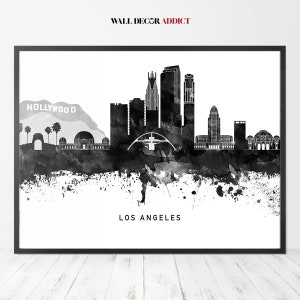 Los Angeles skyline,Los Angeles print, Black and white poster, Los Angeles wall art, home decor, travel gift, WallDecorAddict