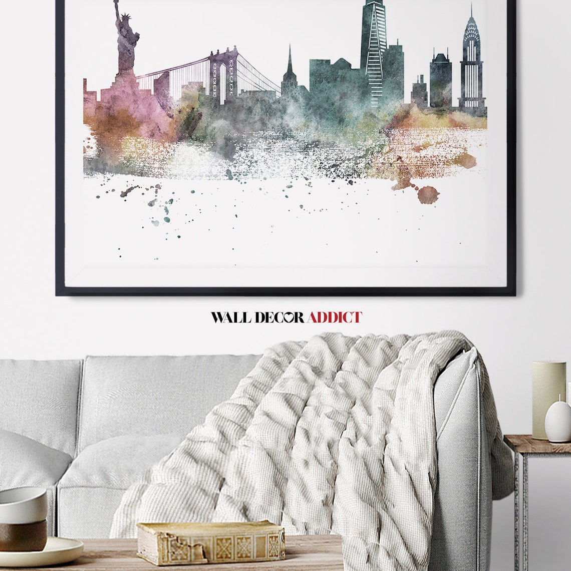 New York Skyline Print New York Pastel Poster New York Art | Etsy