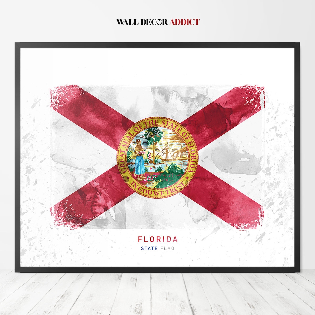 Florida State Flag Print, Florida Flag Poster, Florida Flag Wall Art