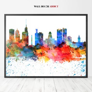 Buffalo print, Buffalo skyline poster, Buffalo wall art, home decor, travel gift, WallDecorAddict