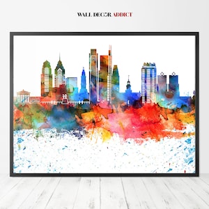 Philadelphia print, Philadelphia skyline poster,  Philadelphia wall art,  home decor,  travel gift,  WallDecorAddict